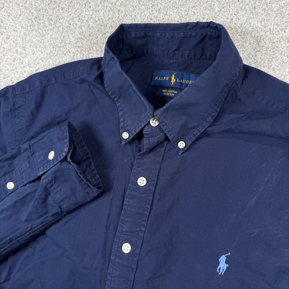 Ralph Lauren Other - Ralph Lauren Button Down Mens L Navy Blue Cotton Stretch Long Sleeve Shirt